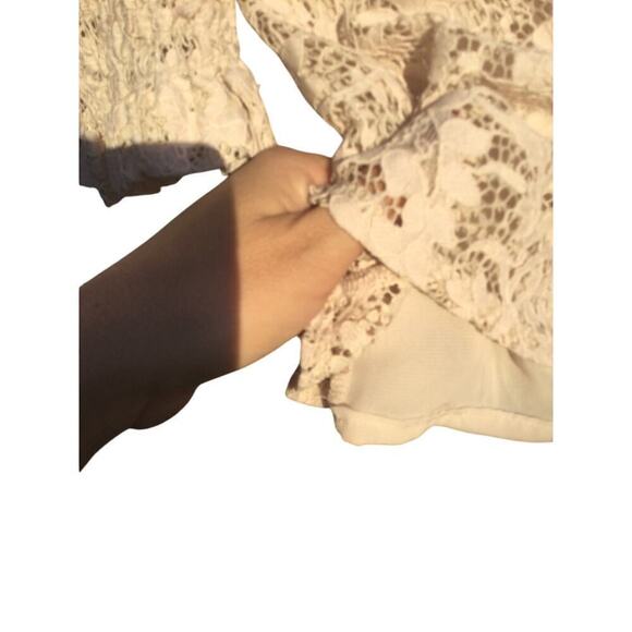 Sundance lace top womens XS cream blouse cottagecore fairy coquette boho puff - Picture 5 of 11
